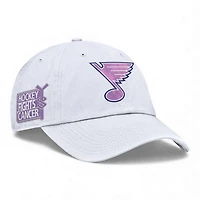 St. Louis Blues WHite Authentic Pro Hockey Fights Cancer Fanatics Adjustable Hat