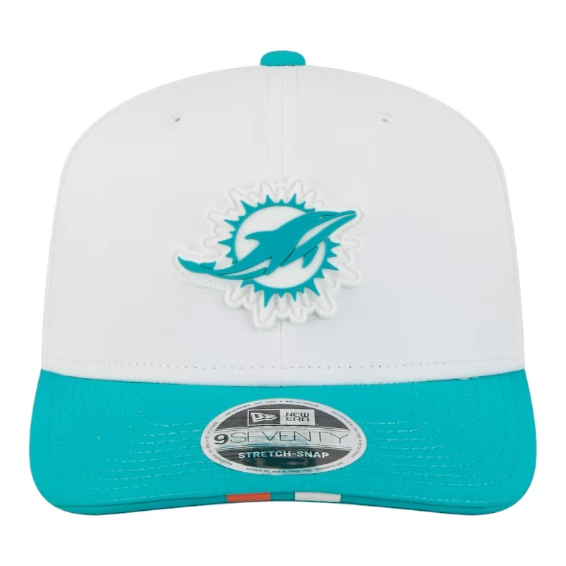 Miami Dolphins White and Aqua 2025 Training Camp New Era 9SEVENTY Stretch Snapback Hat