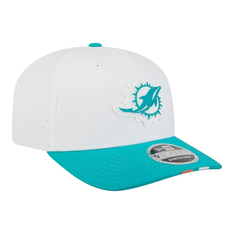 Miami Dolphins White and Aqua 2025 Training Camp New Era 9SEVENTY Stretch Snapback Hat