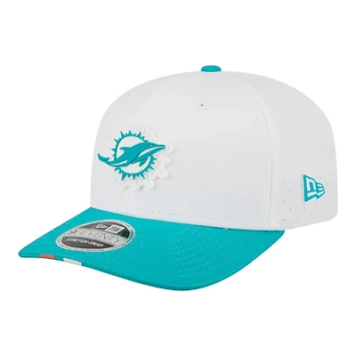 Miami Dolphins White and Aqua 2025 Training Camp New Era 9SEVENTY Stretch Snapback Hat