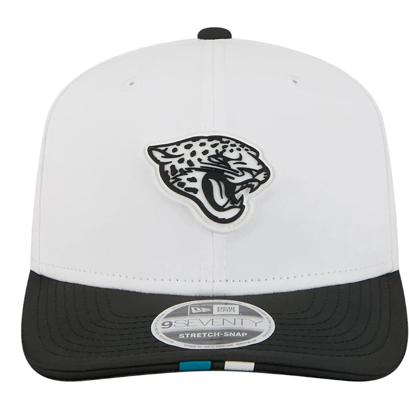 Jacksonville Jaguars White and Black 2025 Training Camp New Era 9SEVENTY Stretch Snapback Hat