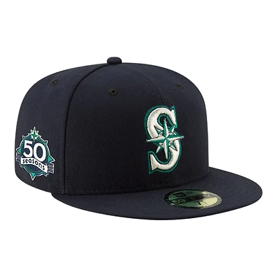 Seattle Mariners Navy 50 Seasons Patch New Era 59FIFTY Fitted Hat