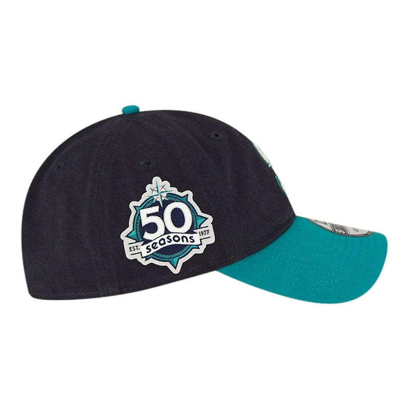 Seattle Mariners Navy and Teal 50 Seasons Patch New Era 9TWENTY Adjustable Hat