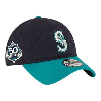 Seattle Mariners Navy and Teal 50 Seasons Patch New Era 9TWENTY Adjustable Hat