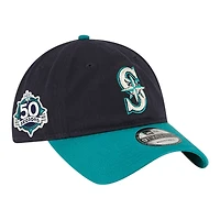 Seattle Mariners Navy and Teal 50 Seasons Patch New Era 9TWENTY Adjustable Hat