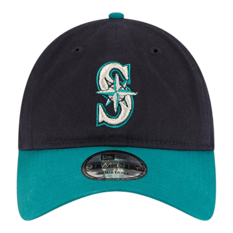 Seattle Mariners Navy and Teal 50 Seasons Patch New Era 9TWENTY Adjustable Hat