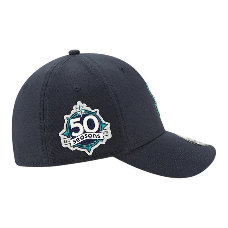 Seattle Mariners Navy 50 Seasons Patch New Era 39THIRTY Flex Fit Stretch Hat