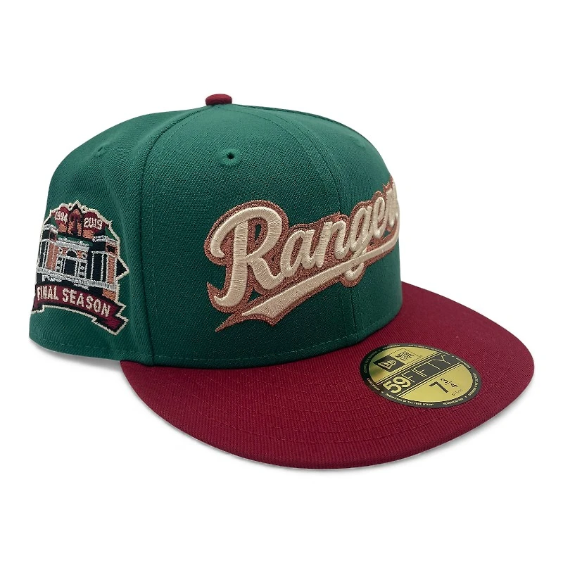 Texas Rangers Emerald and Brick Red Final Season Patch Gray UV New Era 59FIFTY Fitted Hat