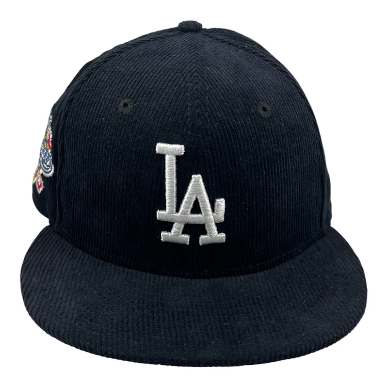 Los Angeles Dodgers Navy Corduroy 100th Anniversary Side Patch Grey UV New Era 59FIFTY Fitted Hat