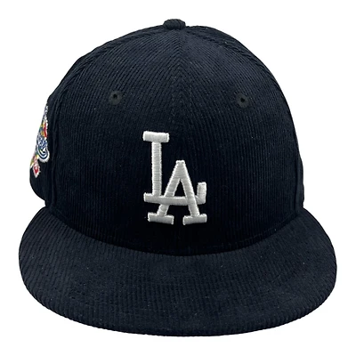 Los Angeles Dodgers Navy Corduroy 100th Anniversary Side Patch Grey UV New Era 59FIFTY Fitted Hat