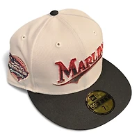 Florida Marlins Stone and Black 2003 World Series Patch Red UV New Era 59FIFTY Fitted Hat