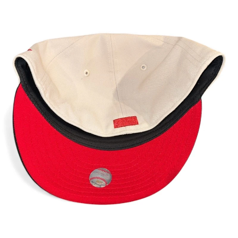 Florida Marlins Stone and Black 2003 World Series Patch Red UV New Era 59FIFTY Fitted Hat