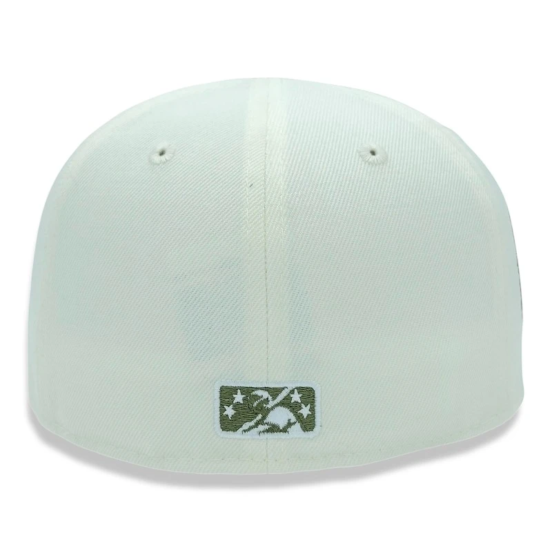 Spokane Indians Chrome and Olive Northwest League Patch Green UV New Era 59FIFTY Fitted Hat