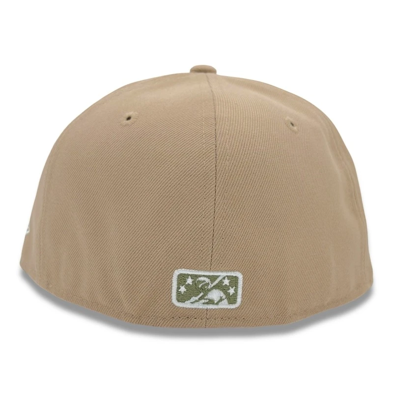 Spokane Indians Camel Northwest League Patch Green UV New Era 59FIFTY Fitted Hat