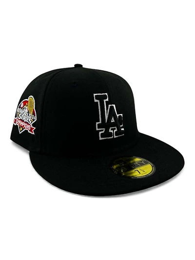 Los Angeles Dodgers Black on "White Outline Color Pack"  2024 WS Champs Patch UV New Era 59FIFTY Fitted Hat