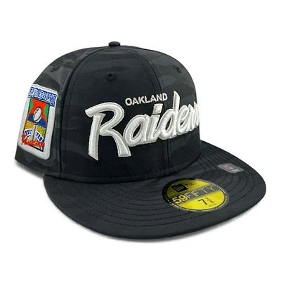 Las Vegas Raiders Black Camo "GNX" Super Bowl XI Patch Gray UV New Era 59FIFTY Fitted Hat