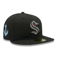 Seattle Kraken Black with Anchor Side Patch Icy Blue UV New Era 59FIFTY Fitted Hat