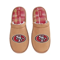 Men's San Francisco 49ers Flannel Lined Brown Suede Scuff Slipper