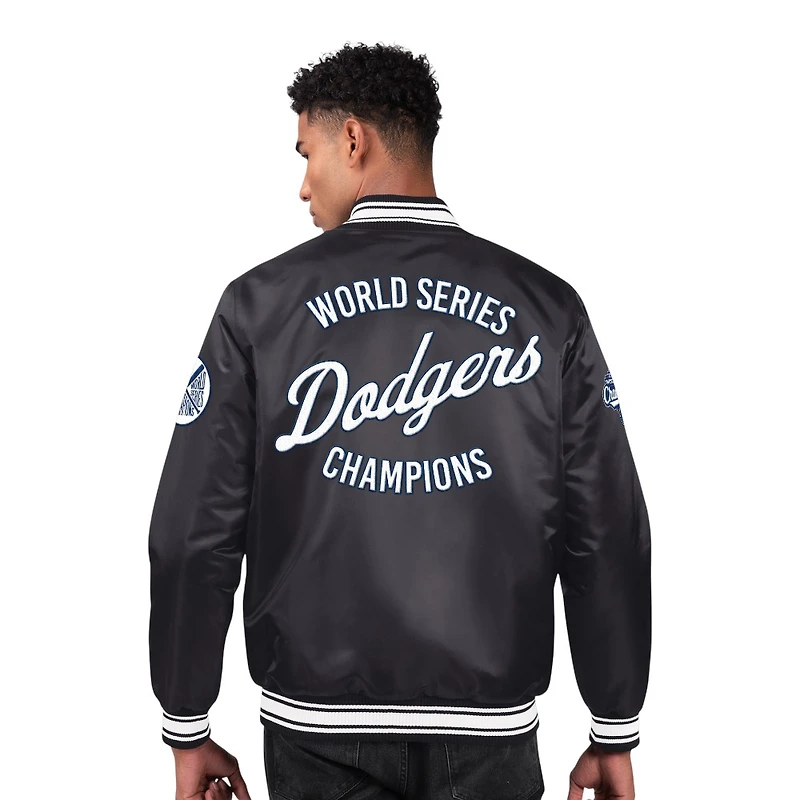 Los Angeles Dodgers Black and White World Series Champions Starter Full Button Up Jacket