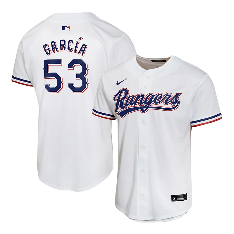 Youth Texas Rangers Adolis Garcia Nike White Home Jersey
