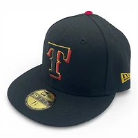 Texas Rangers Black and Yellow Arlington Stadium Patch Gray UV New Era 59FIFTY Fitted Hat