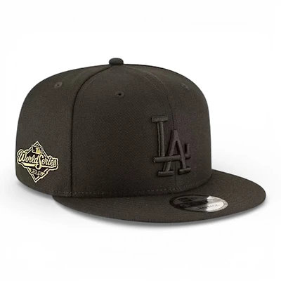 Los Angeles Dodgers Black on Black with Gold 2025 World Series Patch Grey UV New Era 9FIFTY Snapback Hat