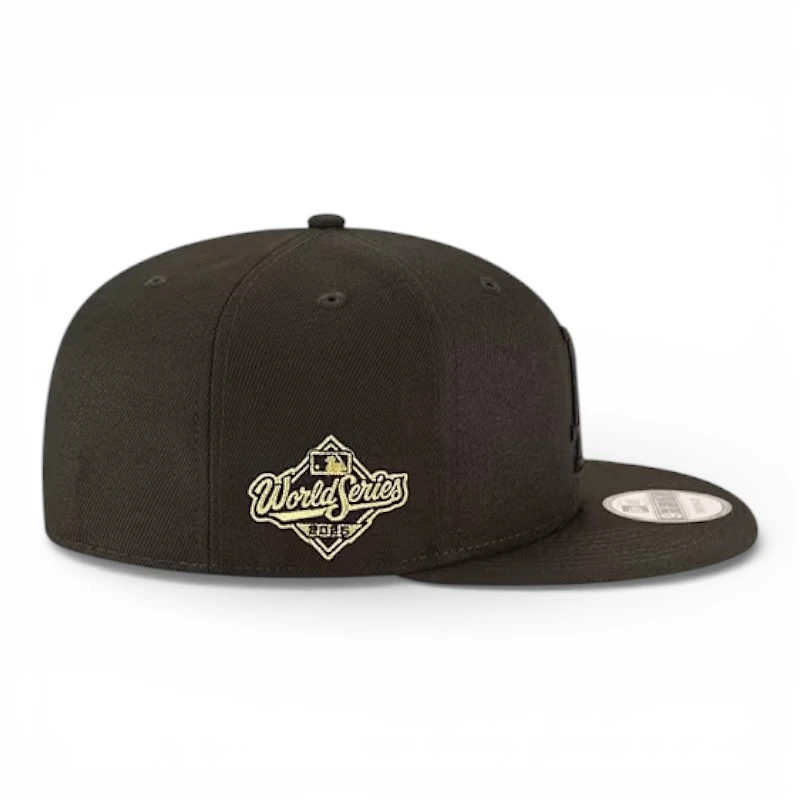 Los Angeles Dodgers Black on Black with Gold 2025 World Series Patch Grey UV New Era 9FIFTY Snapback Hat