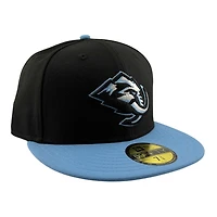 Utah Mammoth Black and Mountain Blue Primary Logo Grey UV New Era 59FIFTY Fitted Hat