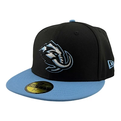 Utah Mammoth Black and Mountain Blue Primary Logo Grey UV New Era 59FIFTY Fitted Hat