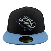 Utah Mammoth Black and Mountain Blue Primary Logo Grey UV New Era 59FIFTY Fitted Hat
