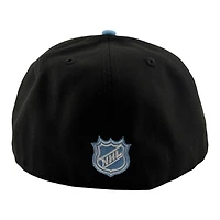 Utah Mammoth Black and Mountain Blue Primary Logo Grey UV New Era 59FIFTY Fitted Hat