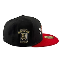 Vegas Golden Knights Black and Red 2017-18 Inaugural Season Patch Grey UV New Era 59FIFTY Fitted Hat