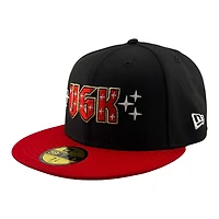 Vegas Golden Knights Black and Red 2017-18 Inaugural Season Patch Grey UV New Era 59FIFTY Fitted Hat