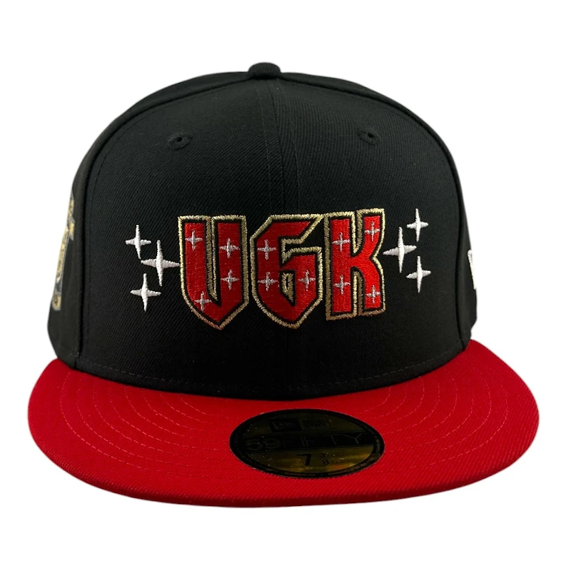 Vegas Golden Knights Black and Red 2017-18 Inaugural Season Patch Grey UV New Era 59FIFTY Fitted Hat