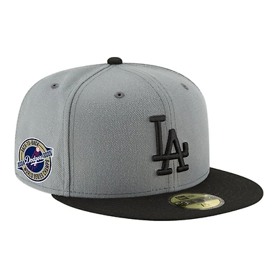 Los Angeles Dodgers Grey and Black 2025 Back-to-Back World Series Champs Circle Patch UV New Era 59FIFTY Fitted Hat