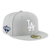 Los Angeles Dodgers Gray Back-to-Back World Series Champs Baseball Diamond Patch Grey UV New Era 59FIFTY Fitted Hat