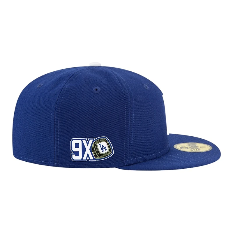 Los Angeles Dodgers Royal Blue 9X World Series Champs Ring Patch New Era 59FIFTY Fitted Hat