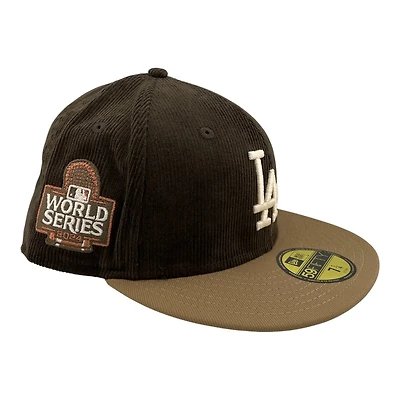 Los Angeles Dodgers Walnut Brown and Tan 2024 World Series Patch Grey UV New Era 59FIFTY Fitted Hat