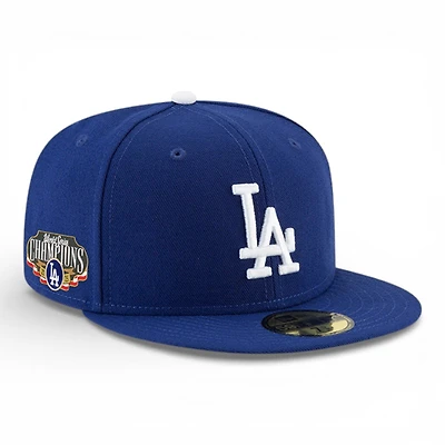 Los Angeles Dodgers Royal Blue 2025 World Series Champions Locker Room Patch Black UV New Era 59FIFTY Fitted Hat