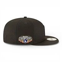Los Angeles Dodgers Black on Black 2025 World Series Champions Locker Room Patch Grey UV New Era 9FIFTY Snapback Hat