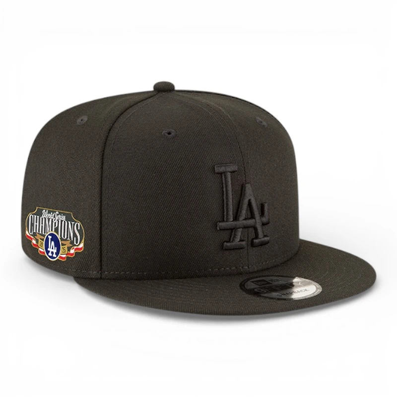 Los Angeles Dodgers Black on Black 2025 World Series Champions Locker Room Patch Grey UV New Era 9FIFTY Snapback Hat