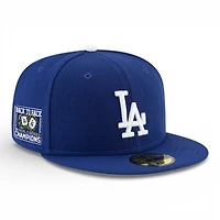 Los Angeles Dodgers Royal Blue Back-to-Back World Series Champs Ring Patch Black UV New Era 59FIFTY Fitted Hat