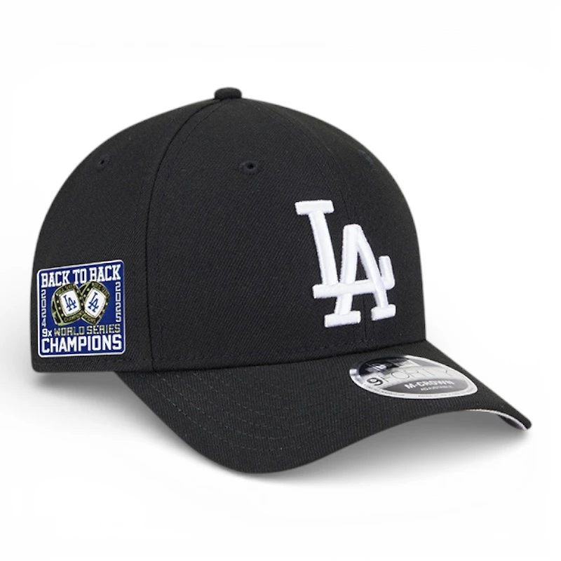 Los Angeles Dodgers Black Back-to-Back World Series Champs Ring Patch Grey UV New Era 9FORTY M-Crown Adjustable Hat