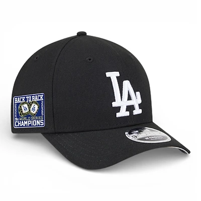 Los Angeles Dodgers Black Back-to-Back World Series Champs Ring Patch Grey UV New Era 9FORTY M-Crown Adjustable Hat