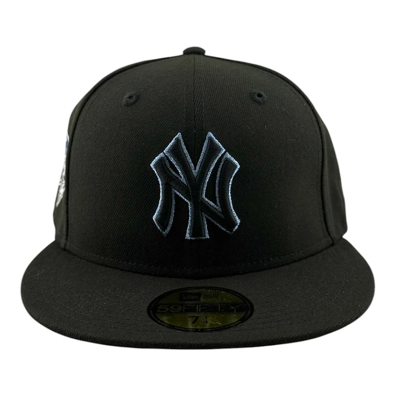 New York Yankees Black with Light Blue Metallic Stitching 2000 WS Patch Era 59FIFTY Fitted Hat