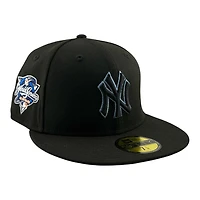 New York Yankees Black with Light Blue Metallic Stitching 2000 WS Patch Era 59FIFTY Fitted Hat