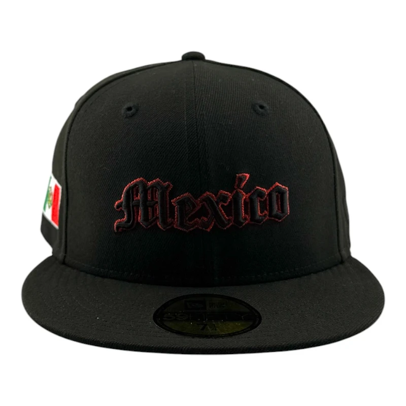 Mexico Black with Red Metallic Stitching Flag Patch New Era 59FIFTY Fitted Hat