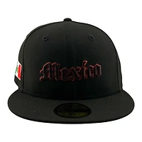 Mexico Black with Red Metallic Stitching Flag Patch New Era 59FIFTY Fitted Hat