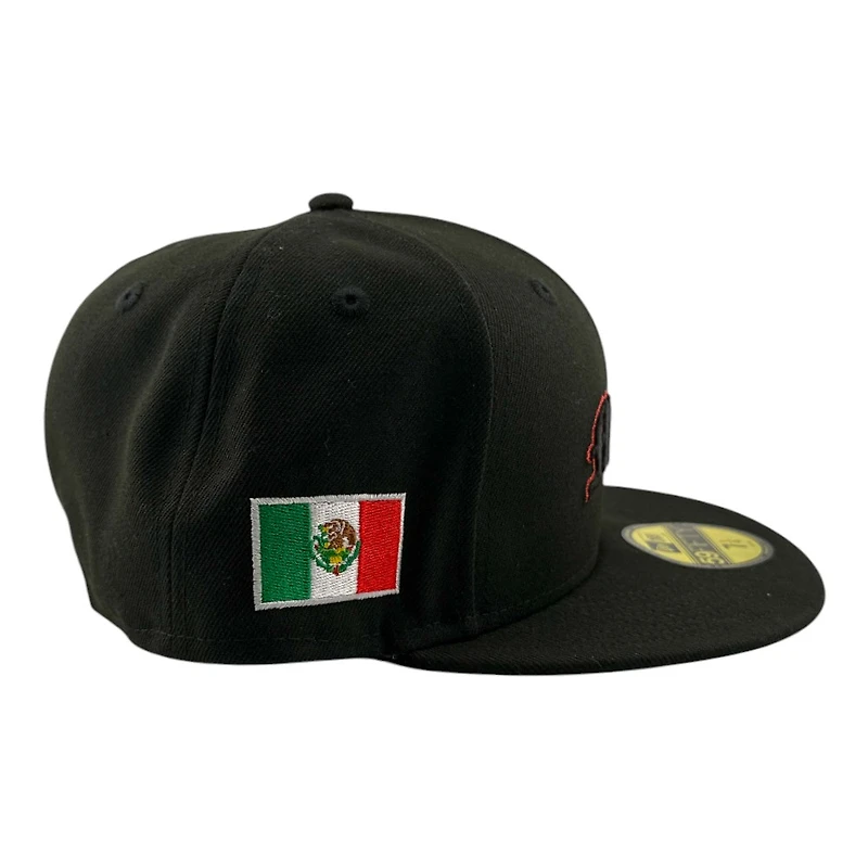 Mexico Black with Red Metallic Stitching Flag Patch New Era 59FIFTY Fitted Hat