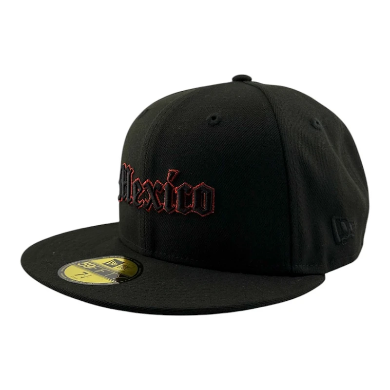 Mexico Black with Red Metallic Stitching Flag Patch New Era 59FIFTY Fitted Hat